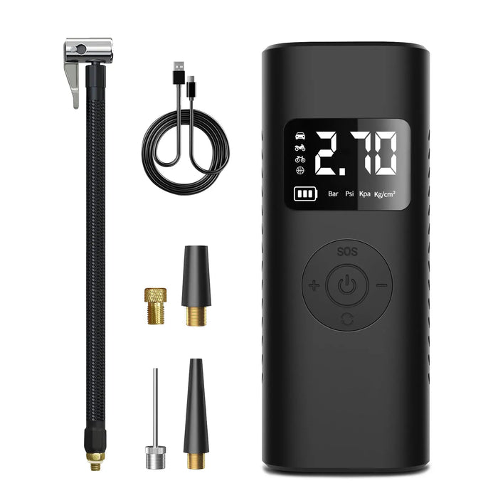 Tire Inflator Portable Air Compressor with 7800mAh Battery,150PSI Faster Tire Inflator Pump with Digital LCD Display Pressure Gauge,Compressor for Bicycle, Motorcycle, Car, Balls and Swimming Rings AWESAFE