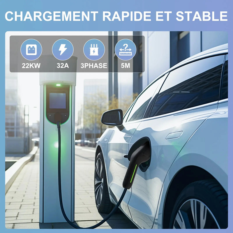 AWESAFE Tragbares EV-Ladeger (22KW,32A) Applicable aux véhicules électriques à énergie nouvelle avecinterface Type2 AWESAFE