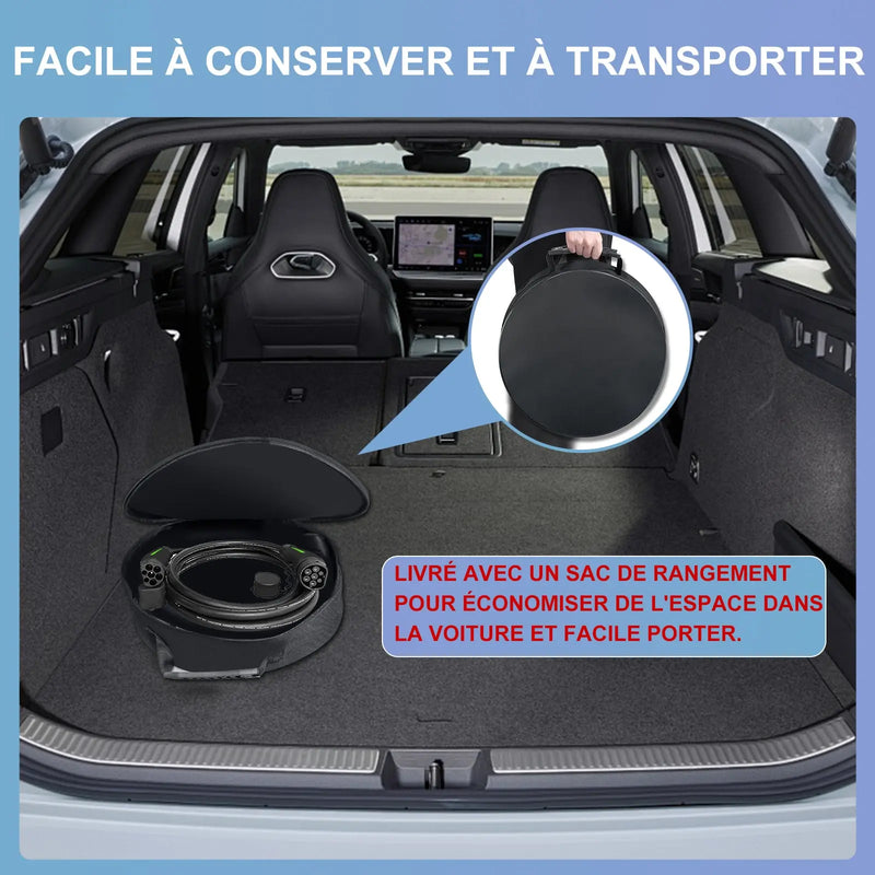 AWESAFE Tragbares EV-Ladeger (22KW,32A) Applicable aux véhicules électriques à énergie nouvelle avecinterface Type2 AWESAFE