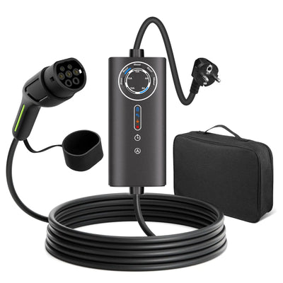 AWESAFE Typ 2 EV tragbare Ladekabel, 11kW, 16A, 5m, 3 Phase, CEE Stecker, Wallbox mit 6-16A Stromregelung mit Steuerbox, Ladezeiten programmieren AWESAFE