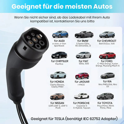 AWESAFE Typ 2 Ladekabel, 11kW, 16A, 5m, IP65, unterstützt App-Steuerung, 3 Phase, tragbare Wallbox mit 6-16A Stromregelung mit Steuerbox in Silber, Ladezeiten programmieren AWESAFE