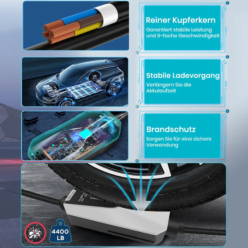 AWESAFE Typ 2 Ladekabel, 11kW, 16A, 5m, IP65, unterstützt App-Steuerung, 3 Phase, tragbare Wallbox mit 6-16A Stromregelung mit Steuerbox in Silber, Ladezeiten programmieren AWESAFE