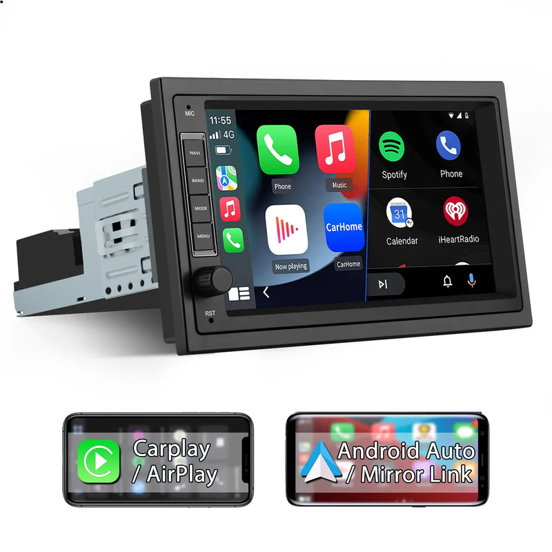 AWESAFE Universal 1 Din 7 inch Car Stereo Audio 2+64GB Android 12 with Carplay/Android Auto/Mirror Link GPS Sat Nav Bluetooth WiFi USB DAB GPS Navigation Car Audio FM Car Radio AWESAFE