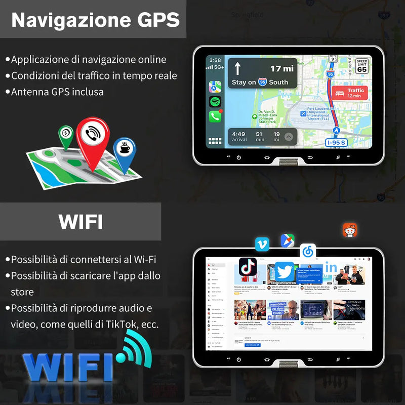 AWESAFE Universale Autoradio 1 din con Schermo (Rimovibile), Android 13 (2+64GB) 10.1" Car Radio con CarPlay Android Auto GPS Bluetooth WIFI FM RDS AWESAFE