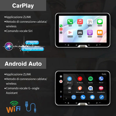AWESAFE Universale Autoradio 1 din con Schermo (Rimovibile), Android 13 (2+64GB) 10.1" Car Radio con CarPlay Android Auto GPS Bluetooth WIFI FM RDS AWESAFE