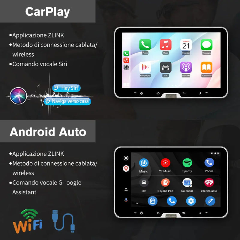 AWESAFE Universale Autoradio 1 din con Schermo (Rimovibile), Android 13 (2+64GB) 10.1" Car Radio con CarPlay Android Auto GPS Bluetooth WIFI FM RDS AWESAFE