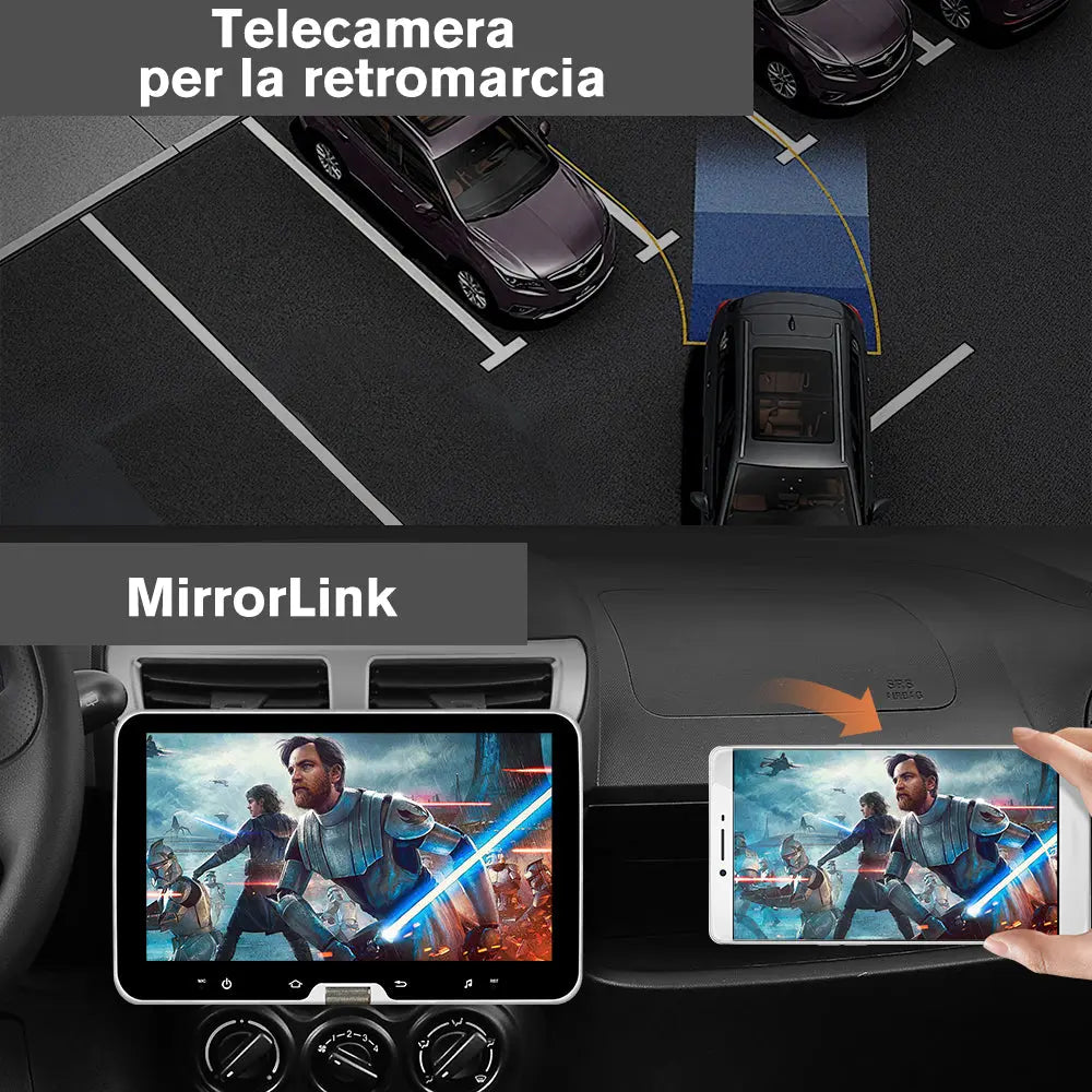 AWESAFE Universale Autoradio 1 din con Schermo (Rimovibile), Android 13 (2+64GB) 10.1" Car Radio con CarPlay Android Auto GPS Bluetooth WIFI FM RDS AWESAFE