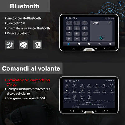 AWESAFE Universale Autoradio 1 din con Schermo (Rimovibile), Android 13 (2+64GB) 10.1" Car Radio con CarPlay Android Auto GPS Bluetooth WIFI FM RDS AWESAFE
