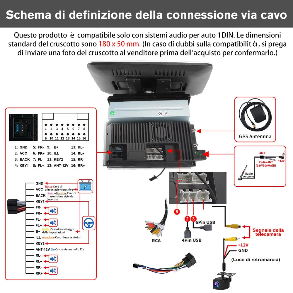 AWESAFE Universale Autoradio 1 din con Schermo (Rimovibile), Android 13 (2+64GB) 10.1" Car Radio con CarPlay Android Auto GPS Bluetooth WIFI FM RDS AWESAFE
