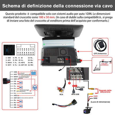 AWESAFE Universale Autoradio 1 din con Schermo (Rimovibile), Android 13 (2+64GB) 10.1" Car Radio con CarPlay Android Auto GPS Bluetooth WIFI FM RDS AWESAFE