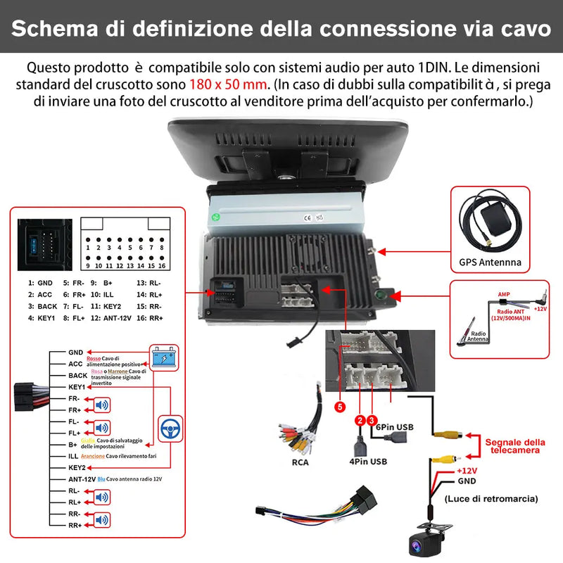 AWESAFE Universale Autoradio 1 din con Schermo (Rimovibile), Android 13 (2+64GB) 10.1" Car Radio con CarPlay Android Auto GPS Bluetooth WIFI FM RDS AWESAFE