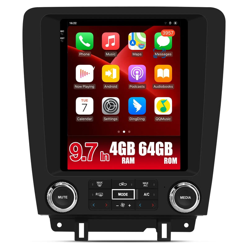 AWESAFE Upgrade Car Radio for Ford Mustang Radio 2015-2023,9.7 inch Touchscreen Android 13 Stereo Navigation Replacement, 8core CPU,4GB RAM+64G ROM,Carplay and Android Auto,Keep SWC, Black AWESAFE