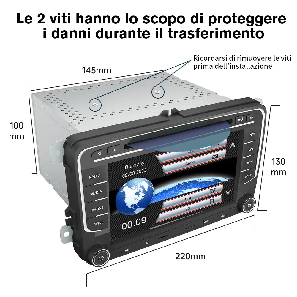 AWESAFE Windows Autoradio 2 Din per VW Volkswagen Golf 5 6 Polo Passat Skoda Seat Tiguan, 7 Pollici con GPS Navigatore Car Radio Supporta la funzione Comandi al volante BT CD DVD SD USB RDS AWESAFE