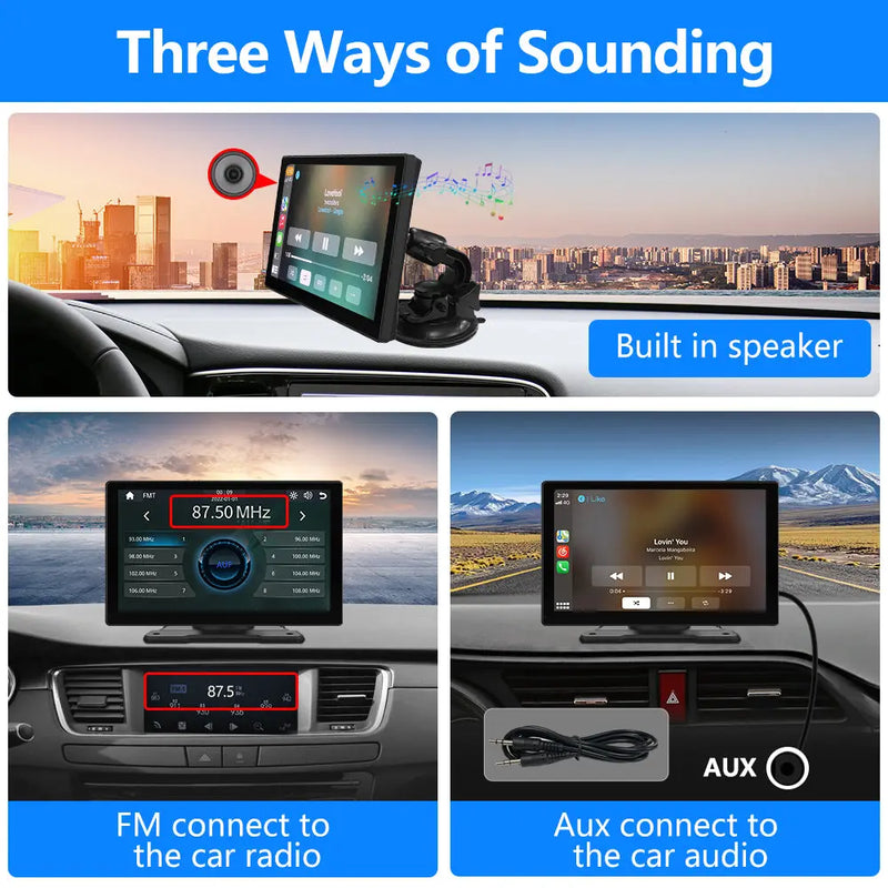 AWESAFE Wireless Apple Carplay Android Auto Screen 9 Inch Full HD Touch Screen Portable Car Stereo Radio Dash Mount Car Play Adapte AWESAFE SHOP