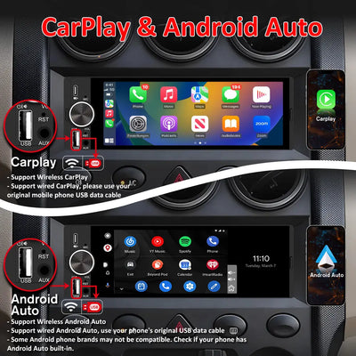 AWESAFE Wireless CarPlay & Android Auto Car Stereo, 1-DIN 6.36 inch HD Touchscreen Radio with Bluetooth, Backup Camera, USB-C/USB/Mirror Link/Mic, GPS/FM AWESAFE SHOP