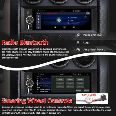 AWESAFE Wireless CarPlay & Android Auto Car Stereo, 1-DIN 6.36 inch HD Touchscreen Radio with Bluetooth, Backup Camera, USB-C/USB/Mirror Link/Mic, GPS/FM AWESAFE SHOP