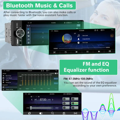 AWESAFE Wireless CarPlay & Android Auto Car Stereo, 1-DIN HD Touchscreen Radio with Bluetooth, Backup Camera, USB-C/USB/Mirror Link/Mic, GPS/FM AWESAFE