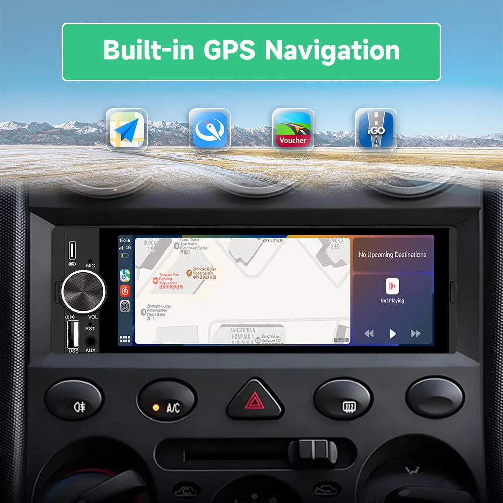 AWESAFE Wireless CarPlay & Android Auto Car Stereo, 1-DIN HD Touchscreen Radio with Bluetooth, Backup Camera, USB-C/USB/Mirror Link/Mic, GPS/FM AWESAFE