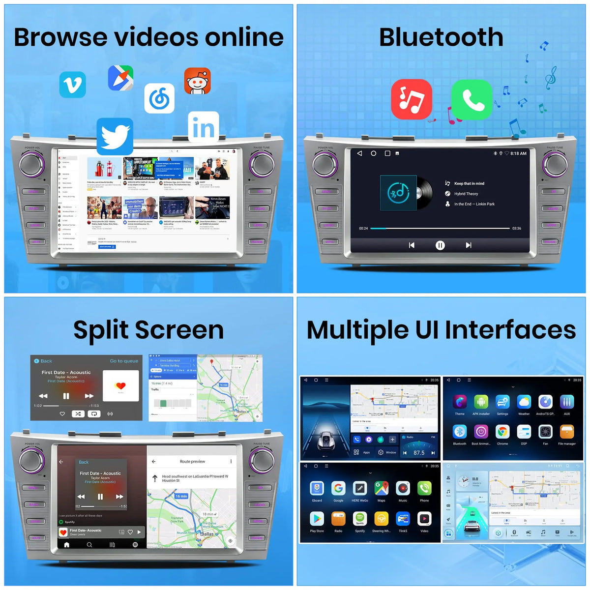 AWESAFE Wireless & Android Auto GPS for Toyota Camry (2007-2011) Android 15 Car Radio · Wireless CarPlay · Android Auto AWESAFE