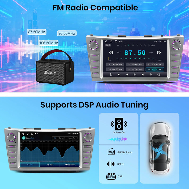 AWESAFE Wireless & Android Auto GPS for Toyota Camry (2007-2011) Android 15 Car Radio · Wireless CarPlay · Android Auto AWESAFE