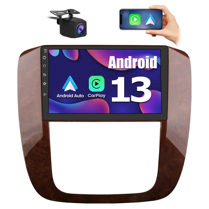 AWESAFE (2+32G/64G)Car Radio for GMC Yukon Chevrolet Silverado Tahoe / Suburban 2007-2013, Android 13 Car Stereo Support Wireless CarPlay & Android Auto,Bluetooth AWESAFE