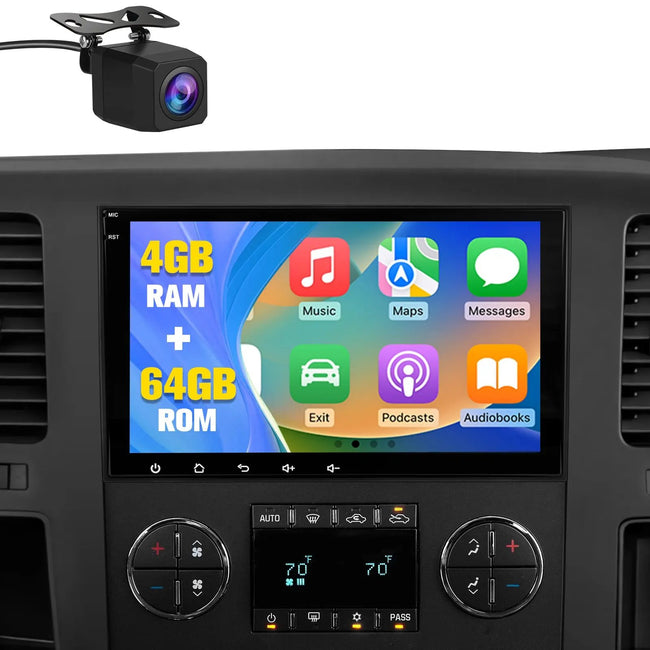 AWESAFE （4+64GB） 8 Core Car Stereo Radio for Chevy Silverado GMC Sierra Yukon, 8 inch Android 13 Touch Screen Radio Replacement with AM FM, SWC, Bluetooth, Navigation, Rear Camera AWESAFE