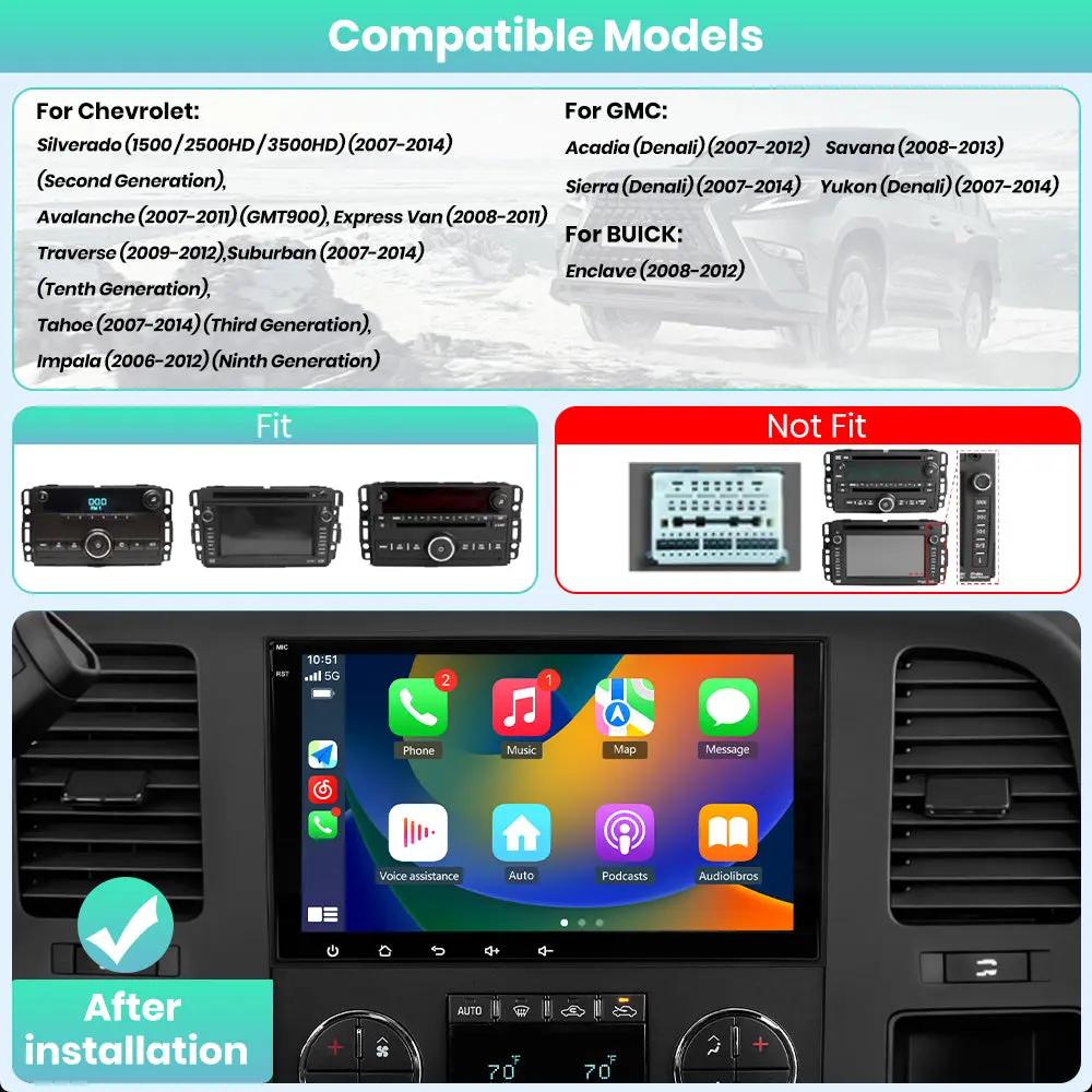 AWESAFE （4+64GB） 8 Core Car Stereo Radio for Chevy Silverado GMC Sierra Yukon, 8 inch Android 13 Touch Screen Radio Replacement with AM FM, SWC, Bluetooth, Navigation, Rear Camera AWESAFE