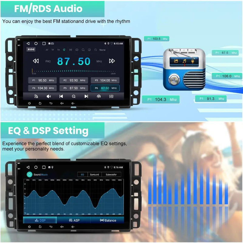 AWESAFE （4+64GB） 8 Core Car Stereo Radio for Chevy Silverado GMC Sierra Yukon, 8 inch Android 13 Touch Screen Radio Replacement with AM FM, SWC, Bluetooth, Navigation, Rear Camera AWESAFE