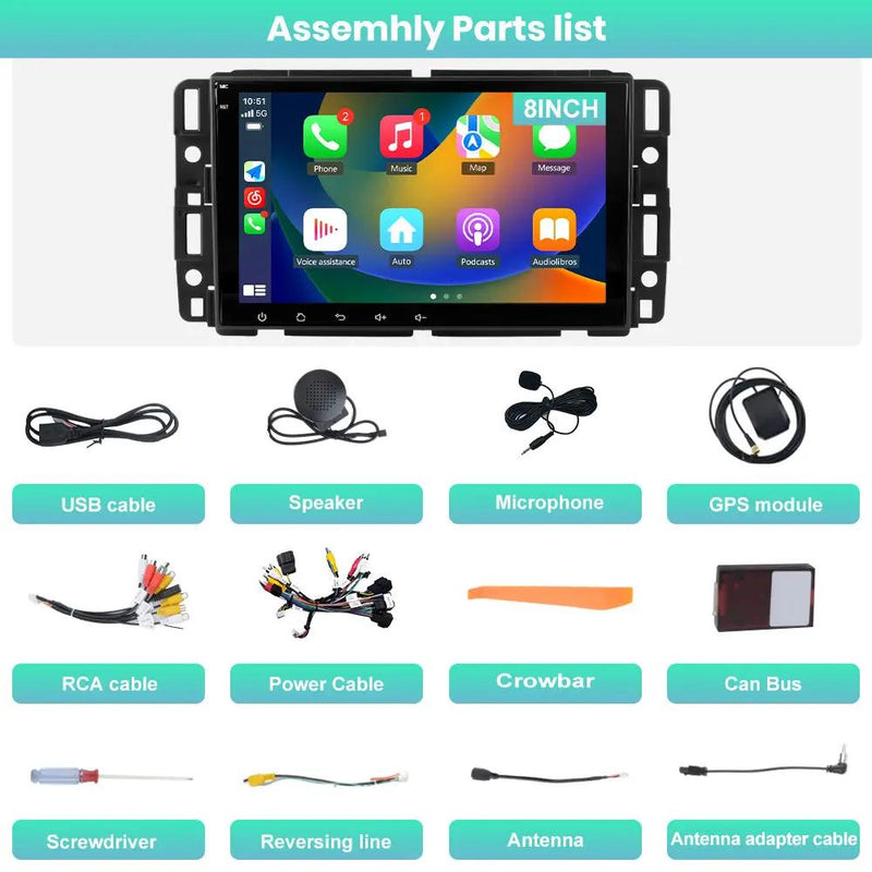 AWESAFE （4+64GB） 8 Core Car Stereo Radio for Chevy Silverado GMC Sierra Yukon, 8 inch Android 13 Touch Screen Radio Replacement with AM FM, SWC, Bluetooth, Navigation, Rear Camera AWESAFE