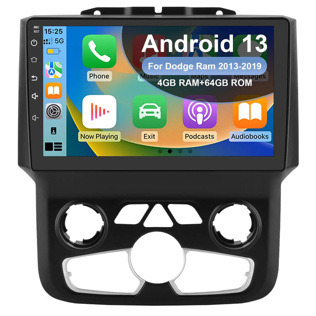 AWESAFE (4+64G) 8 Core Car Radio Stereo for Dodge Ram 2013-2019 1500 2500 3500 (Only fit Automatic AC)Built in Carplay/Android Auto 9 inch with DSP BT GPS FM WiFi AWESAFE SHOP