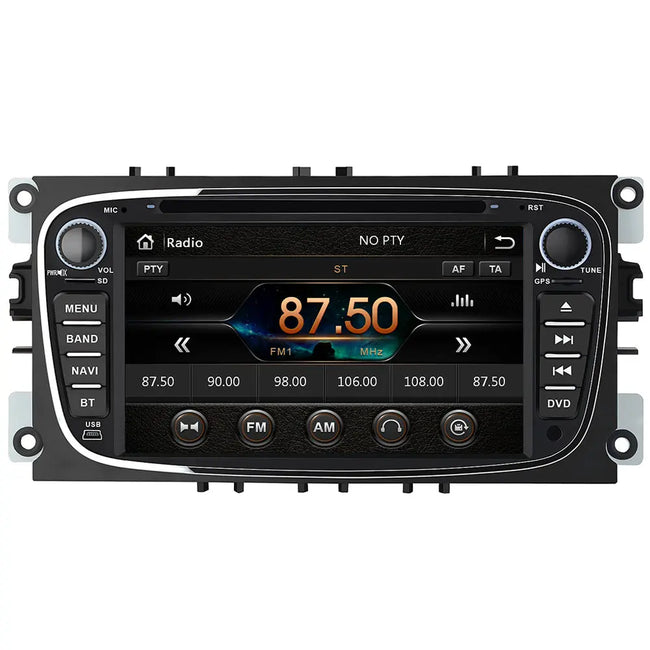 AWESAFE car radio for Ford Focus Mondeo S-Max C-Max Galaxy, double din radio with navigation supports steering wheel operation Bluetooth Mirrorlink CD DVD FM AM RDS (black) AWESAFE