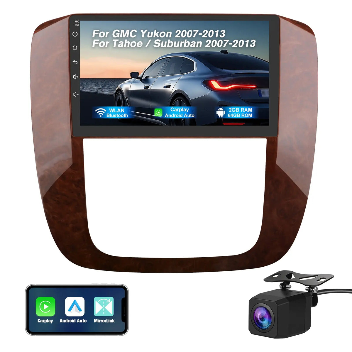 AWESAFE with Wireless CarPlay & Android Auto GPS for GMG Yukon Chevrolet Tahoe Suburban Car Radio 2007-2013 AWESAFE