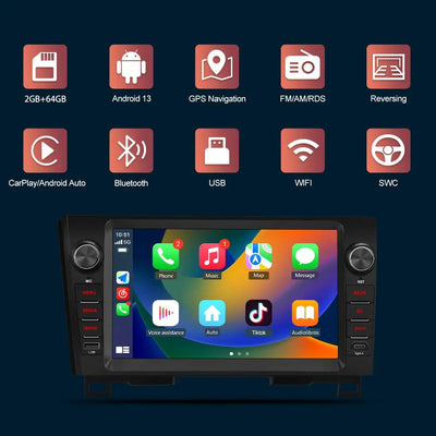 AWESFE Android 13 2GB+64GB Car Radio for Toyota Tundra 2007-2013 & Sequoia 2008-2018, 10" Touch Screen Upgrade with Wireless Carplay & Android Auto/DSP/Bluetooth/GPS/FM/AM/BackCamera AWESAFE SHOP