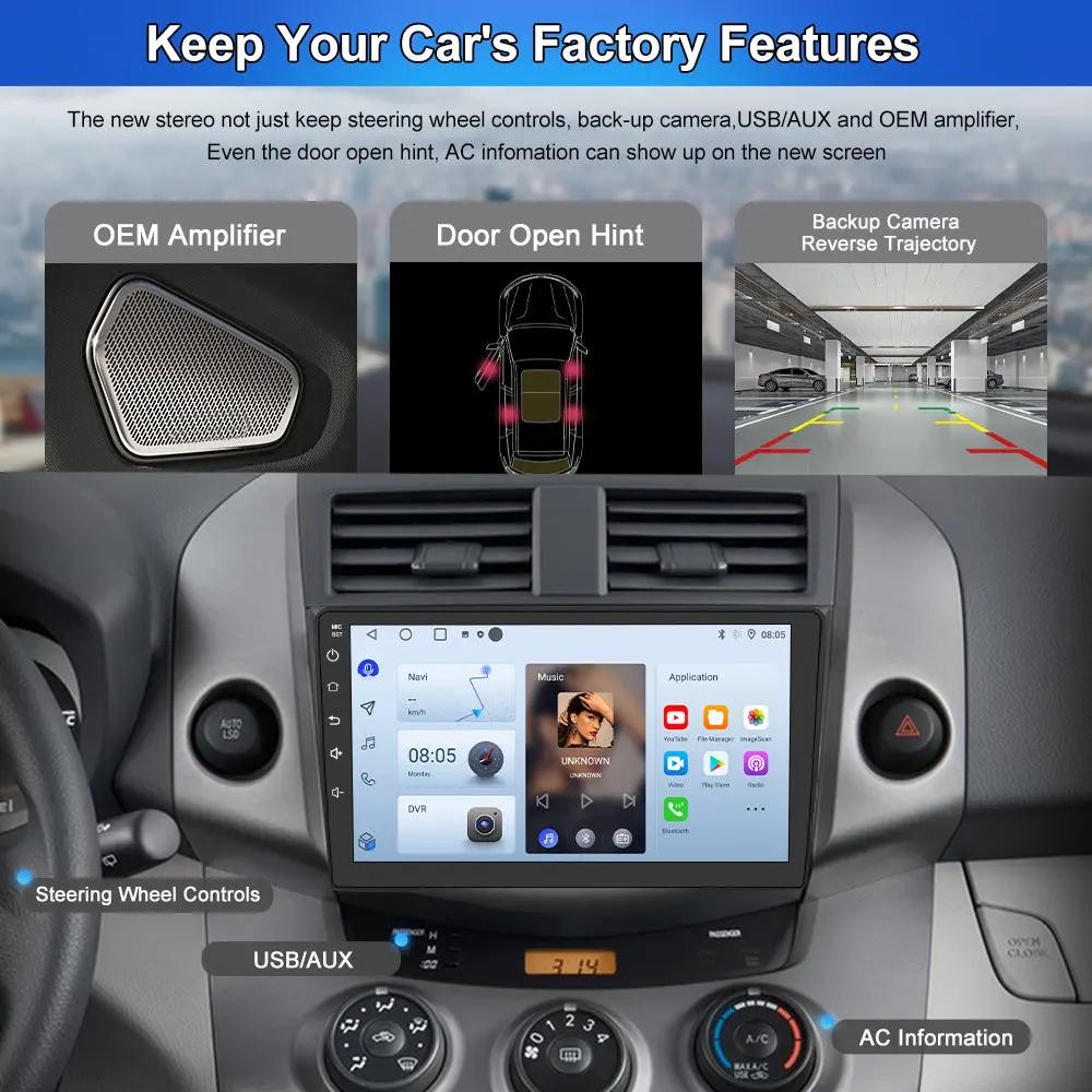 AWESFE Android 13 Touchscreen Car Radio Stereo for Toyota RAV4 2006-2012 with Reverse Camera ,Support for CarPlay/Android Auto Wireless/MirrorLink/Bluetooth/GPS/FM/AM AWESAFE
