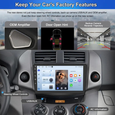AWESFE Android 13 Touchscreen Car Radio Stereo for Toyota RAV4 2006-2012 with Reverse Camera ,Support for CarPlay/Android Auto Wireless/MirrorLink/Bluetooth/GPS/FM/AM AWESAFE