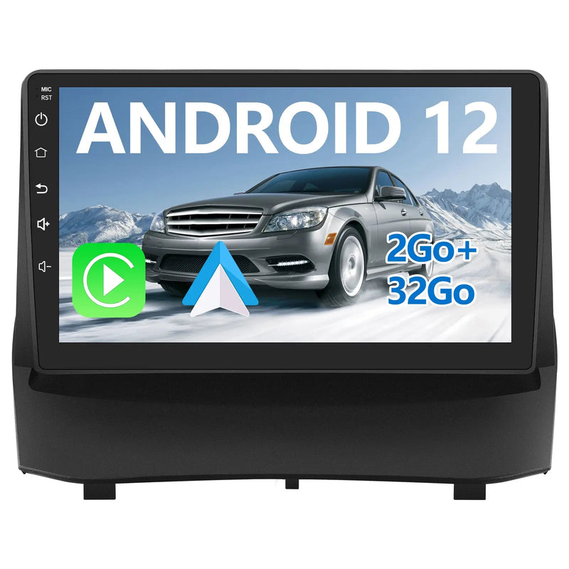 AWESAFE Autoradio Android 12 pour Ford Fiesta (2009-2014) [2Go+32Go] avec 9 Pouces Écran Tactile Carplay Android Auto GPS Bluetooth Wi-FI/Commande au Volant/Aide au Parking AWESAFE