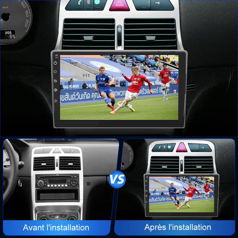 AWESAFE Autoradio Android 12 pour Peugeot 307 307CC 307SW (2002-2013) [2Go+32Go] avec 9 Pouces Écran Tactile Carplay Android Auto GPS Bluetooth Wi-FI/Commande au Volant/Aide au Parking AWESAFE