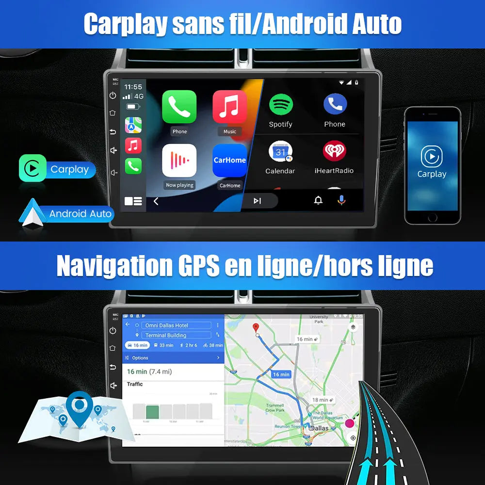 Autoradio Android 6G+128G Per Peugeot 307/307CC/307SW (2002-2013) – Schermo 9'' Con Carplay Wireless, GPS, WiFi E Dashcam