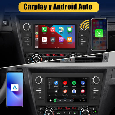 AWESAFE Autoradio Android 12 pour BMW Série3 E90 E91 E92 E93 [2Go+32Go] avec Carplay Android Auto 7 Pouces Écran GPS Navigation Bluetooth FM RDS USB,Support Commande au Volant/Aide au Parking AWESAFE
