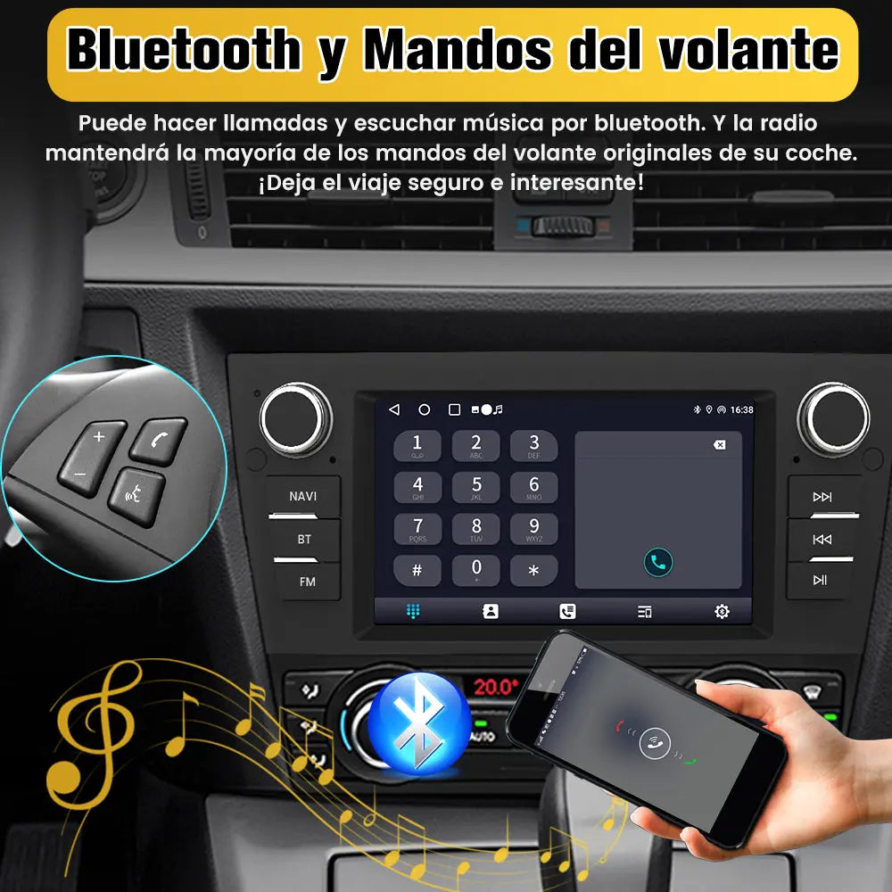 AWESAFE Autoradio Android 12 pour BMW Série3 E90 E91 E92 E93 [2Go+32Go] avec Carplay Android Auto 7 Pouces Écran GPS Navigation Bluetooth FM RDS USB,Support Commande au Volant/Aide au Parking AWESAFE