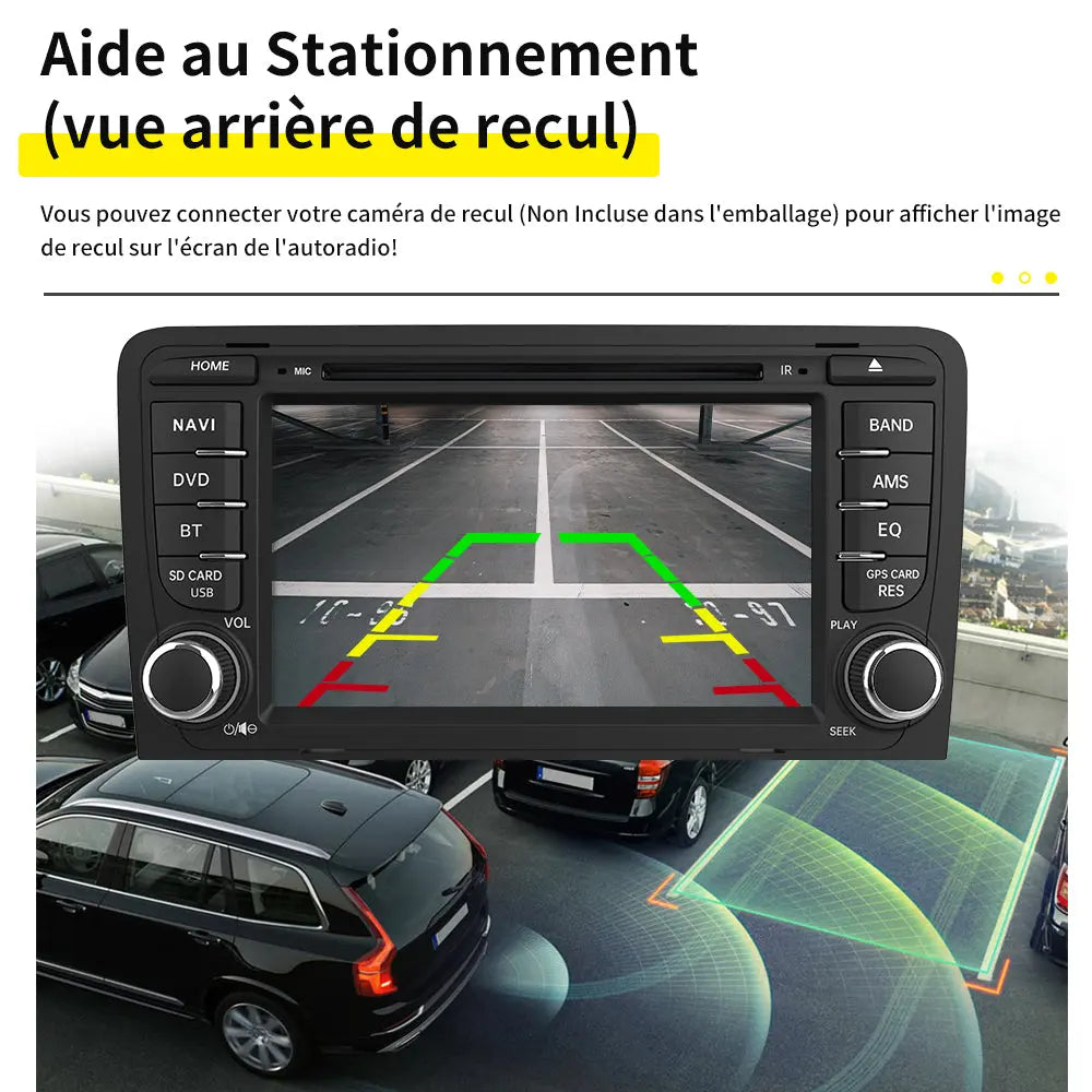 AWESAFE Autoradio pour Audi A3 8P S3 RS3 Sportback [2Go+32Go] Android 11,Lecteur CD/DVD 7 Pouces Écran Tactile avec GPS Carplay Android Auto,Wi-FI Bluetooth RDS FM,Commande au Volant/Aide au Parking AWESAFE