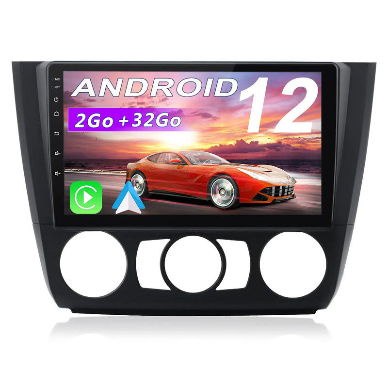 AWESAFE Autoradio Android 12 pour BMW 1 Series E81 E82 E87 E88 (2004-2011)[2Go+32Go] avec 9 Pouces Carplay San Fil/Android Auto GPS WiFi Bluetooth USB FM RDS/Commandes au Volant/Aide au Stationnement AWESAFE