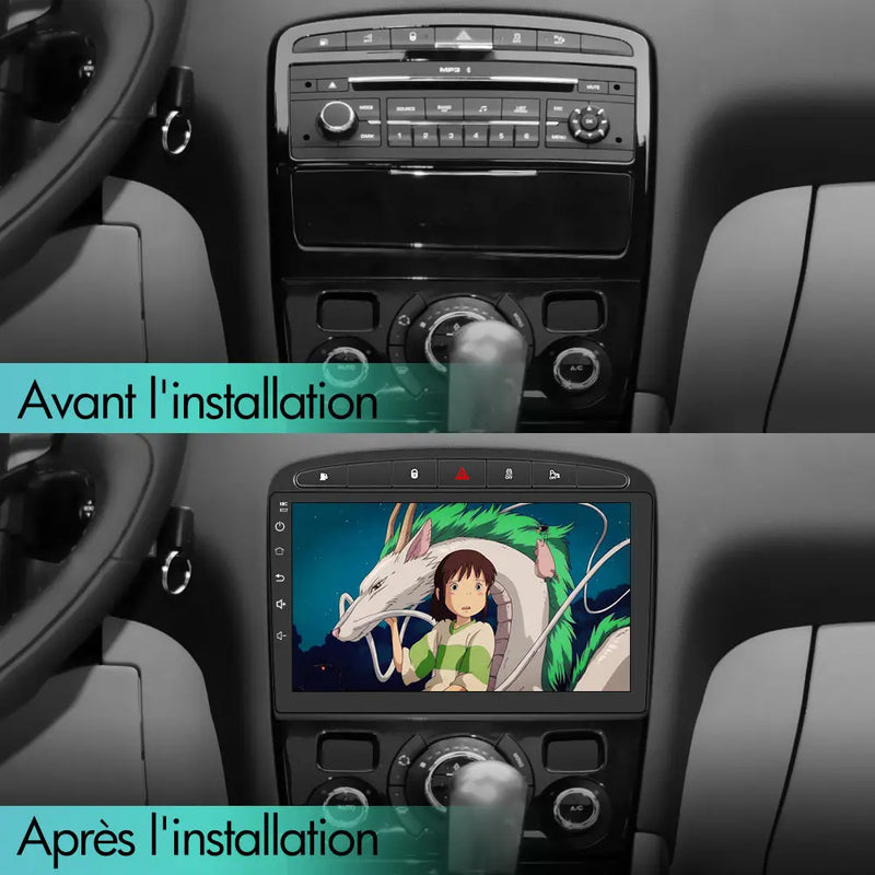 AWESAFE Autoradio Carplay pour Peugeot 308/408(2007-2013),Android 12 Lecteur Radio 9 Pouces Écran Tactile avec GPS Navigation/Android Auto/WiFi/SWC/Bluetooth/Aide au stationnement【2Go+ 32Go】-Noir AWESAFE