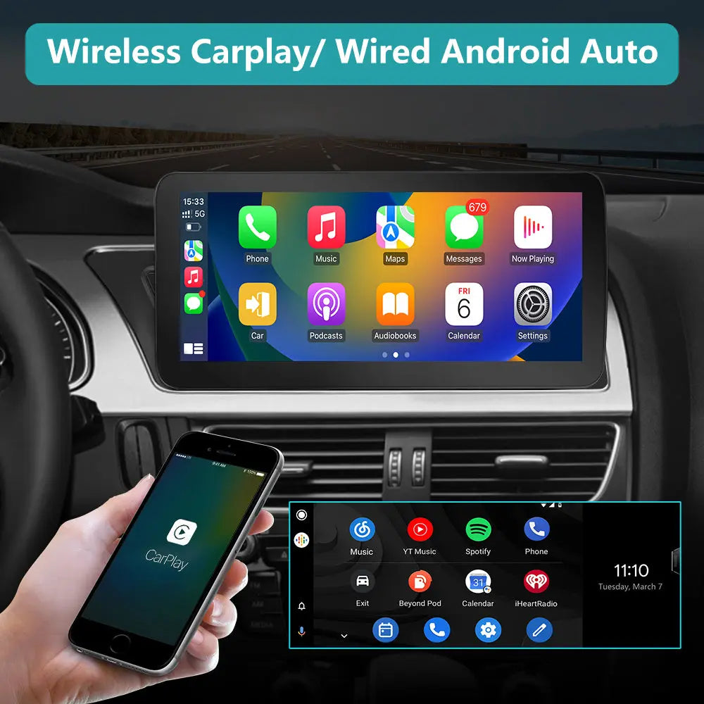 Andriod Car Radio Stereo for Audi A4A5 2009-2017 GPS Navi Multimedia Stereo 10.3 inch Screen Upgrade Built in Carplay/Android Auto SWC BT AM/FM 4G RAM 64G ROM Head Unit AWESAFE