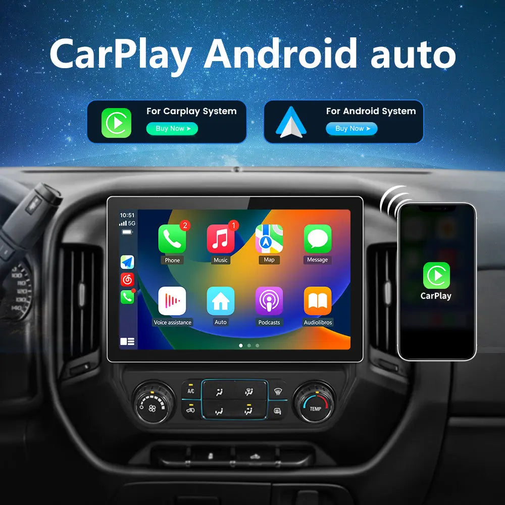 Andriod Car Radio Stereo for Chevy Silverado GMC Sierra 2014-2018 Built in Wireless Carplay Android Auto 2GB+32GB GPS Navigation & WiFi DSP AWESAFE