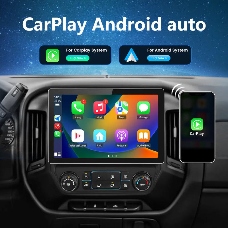 Andriod Car Radio Stereo for Chevy Silverado GMC Sierra 2014-2018 Built in Wireless Carplay Android Auto 2GB+32GB GPS Navigation & WiFi DSP AWESAFE