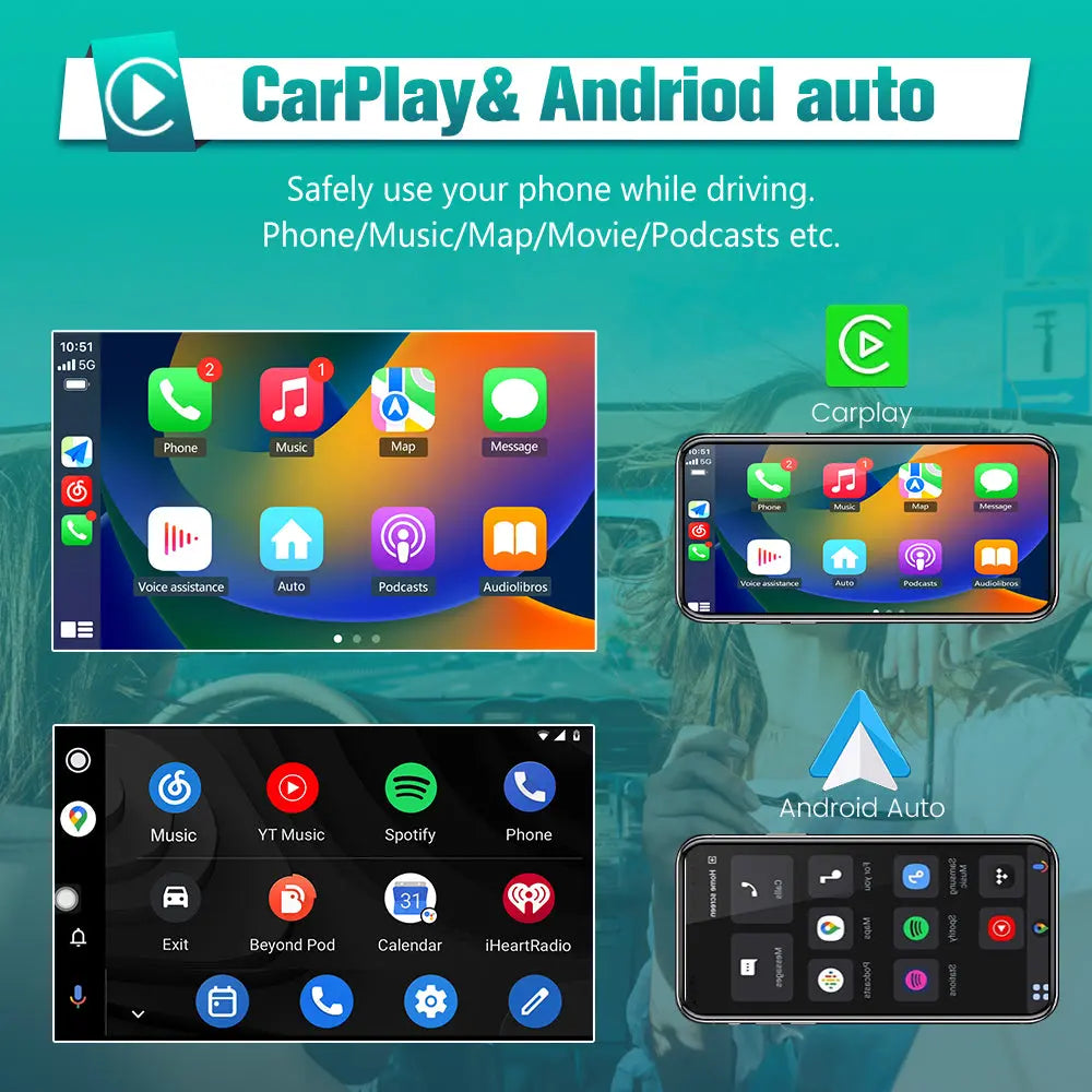 Andriod Car Radio Stereo for Ford Built in Wireless Carplay Android Auto GPS Navigation & WiFi DSP 2GB+32G AWESAFE