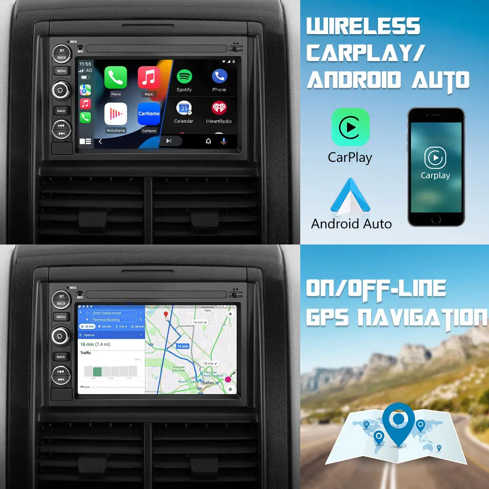 Andriod Car Radio Stereo for Ford Built in Wireless Carplay Android Auto GPS Navigation & WiFi DSP 2GB+64G AWESAFE