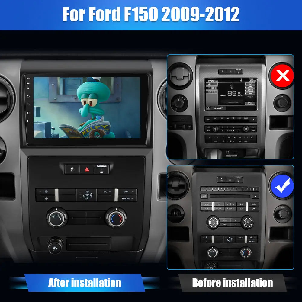 Andriod Car Radio Stereo for Ford F150 2009-2012 Built in Wireless Carplay Android Auto 2GB+64GB GPS Navigation & WiFi AWESAFE