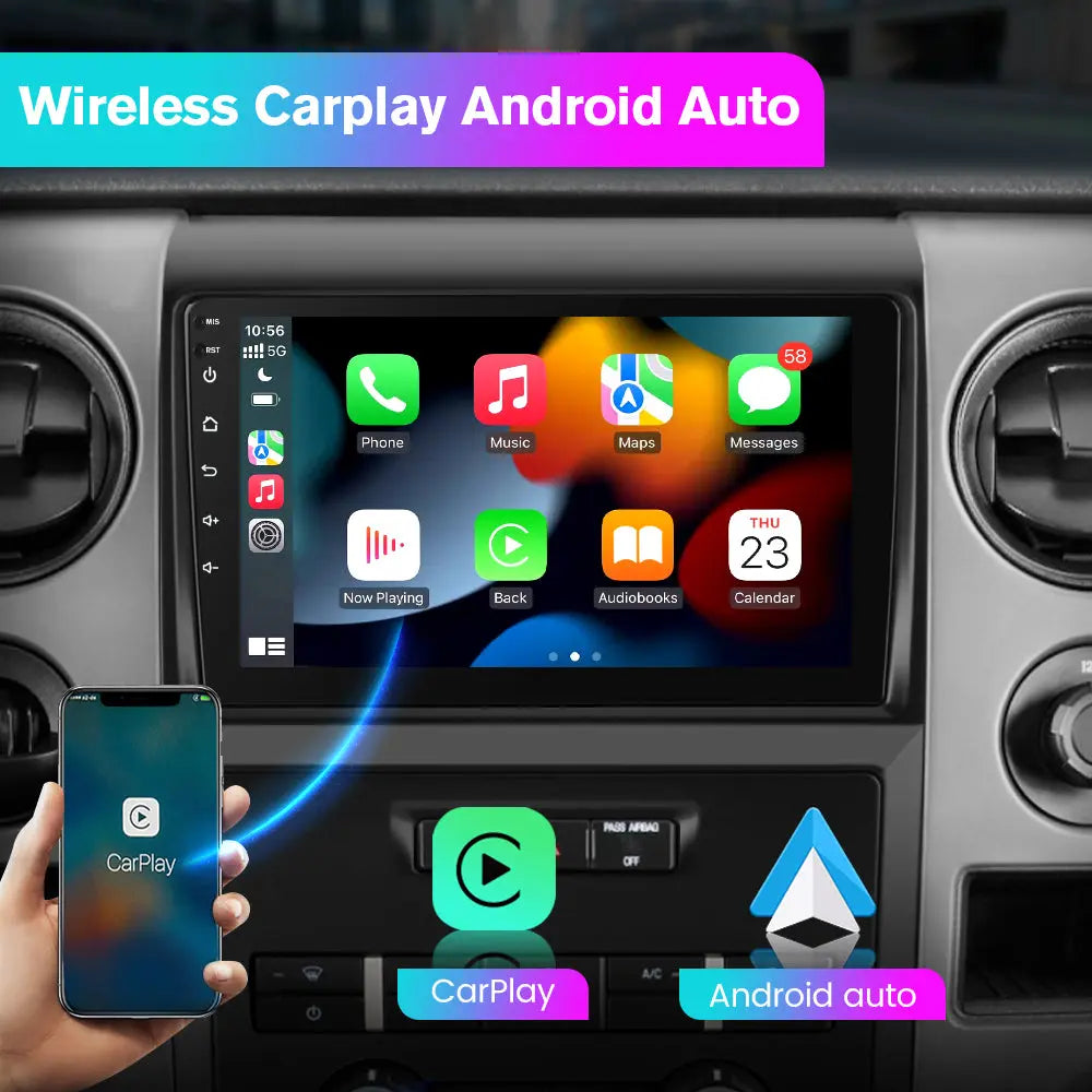 Andriod Car Radio Stereo for Ford F150 F-150 2009-2012 Built in Wireless Carplay Android Auto 2GB+64GB GPS Navigation & WiFi 9 inch AWESAFE